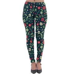 Flowering Branches Seamless Pattern Lightweight Velour Leggings