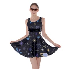 Starry Night  Space Constellations  Stars  Galaxy  Universe Graphic  Illustration Skater Dress