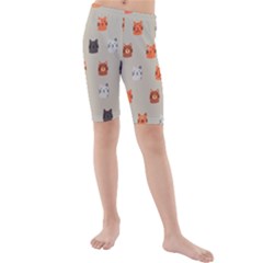 Cat Faces Pattern Kids  Mid Length Swim Shorts