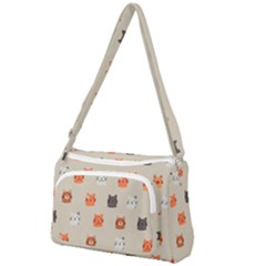 Cat Faces Pattern Front Pocket Crossbody Bag