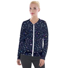 Space Wallpapers Velour Zip Up Jacket by Nexatart