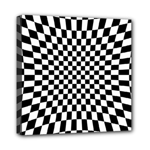 Illusion Checkerboard Black And White Pattern Mini Canvas 8  x 8  (Stretched)