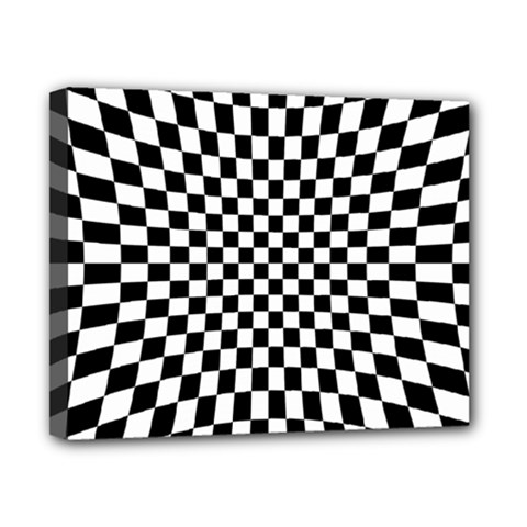 Illusion Checkerboard Black And White Pattern Canvas 10  x 8  (Stretched)