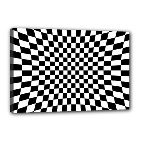 Illusion Checkerboard Black And White Pattern Canvas 18  x 12  (Stretched)