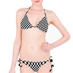 Illusion Checkerboard Black And White Pattern Classic Bikini Set