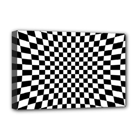 Illusion Checkerboard Black And White Pattern Deluxe Canvas 18  x 12  (Stretched)