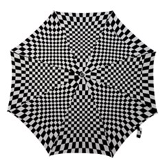 Illusion Checkerboard Black And White Pattern Hook Handle Umbrellas (Medium)