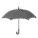 Illusion Checkerboard Black And White Pattern Hook Handle Umbrellas (Medium) View3