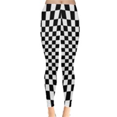 Illusion Checkerboard Black And White Pattern Leggings 