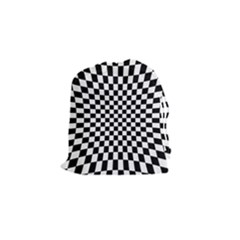 Illusion Checkerboard Black And White Pattern Drawstring Pouch (Small)