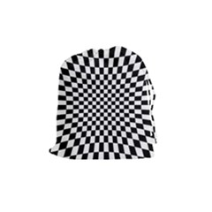 Illusion Checkerboard Black And White Pattern Drawstring Pouch (Medium)