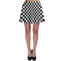 Illusion Checkerboard Black And White Pattern Skater Skirt