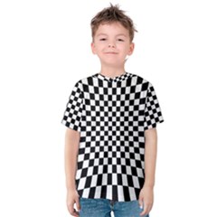 Illusion Checkerboard Black And White Pattern Kids  Cotton Tee