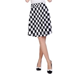 Illusion Checkerboard Black And White Pattern A-Line Skirt