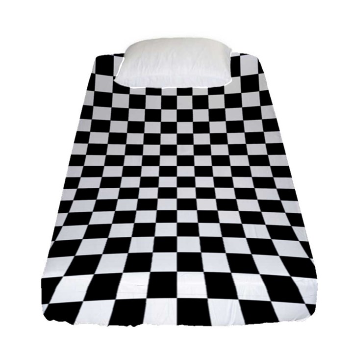 Illusion Checkerboard Black And White Pattern Fitted Sheet (Single Size)