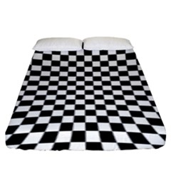 Illusion Checkerboard Black And White Pattern Fitted Sheet (King Size)