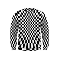 Illusion Checkerboard Black And White Pattern Kids  Sweatshirt