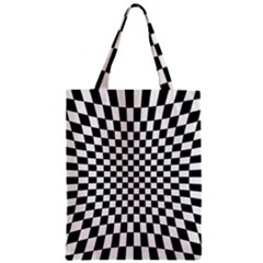 Illusion Checkerboard Black And White Pattern Zipper Classic Tote Bag