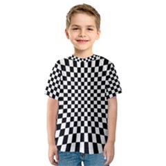 Illusion Checkerboard Black And White Pattern Kids  Sport Mesh Tee