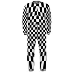 Illusion Checkerboard Black And White Pattern OnePiece Jumpsuit (Men) 