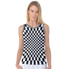 Illusion Checkerboard Black And White Pattern Women s Basketball Tank Top