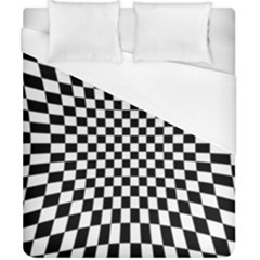 Illusion Checkerboard Black And White Pattern Duvet Cover (California King Size)