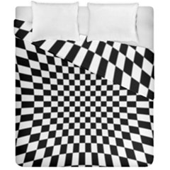 Illusion Checkerboard Black And White Pattern Duvet Cover Double Side (California King Size)