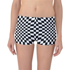 Illusion Checkerboard Black And White Pattern Reversible Boyleg Bikini Bottoms