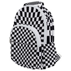 Illusion Checkerboard Black And White Pattern Rounded Multi Pocket Backpack