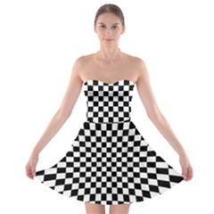 Illusion Checkerboard Black And White Pattern Strapless Bra Top Dress