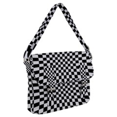 Illusion Checkerboard Black And White Pattern Buckle Messenger Bag