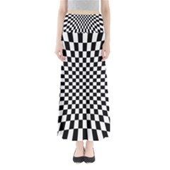 Illusion Checkerboard Black And White Pattern Full Length Maxi Skirt