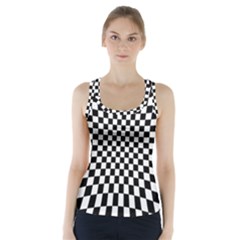 Illusion Checkerboard Black And White Pattern Racer Back Sports Top