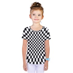 Illusion Checkerboard Black And White Pattern Kids  One Piece Tee