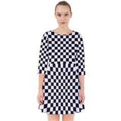 Illusion Checkerboard Black And White Pattern Smock Dress