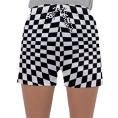 Illusion Checkerboard Black And White Pattern Sleepwear Shorts