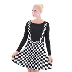 Illusion Checkerboard Black And White Pattern Suspender Skater Skirt