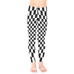 Illusion Checkerboard Black And White Pattern Kids  Leggings