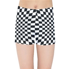 Illusion Checkerboard Black And White Pattern Kids  Sports Shorts