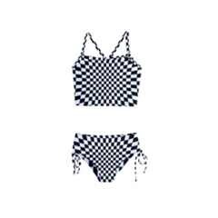 Illusion Checkerboard Black And White Pattern Girls  Tankini Swimsuit