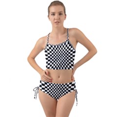 Illusion Checkerboard Black And White Pattern Mini Tank Bikini Set