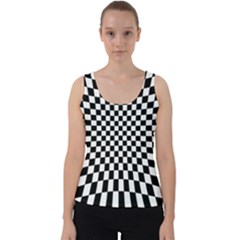 Illusion Checkerboard Black And White Pattern Velvet Tank Top