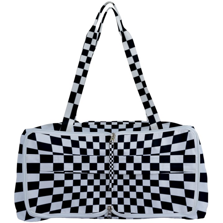 Illusion Checkerboard Black And White Pattern Multi Function Bag