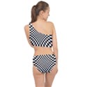 Illusion Checkerboard Black And White Pattern Spliced Up Two Piece Swimsuit View2