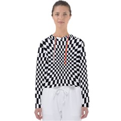 Illusion Checkerboard Black And White Pattern Women s Slouchy Sweat