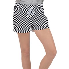 Illusion Checkerboard Black And White Pattern Velour Lounge Shorts