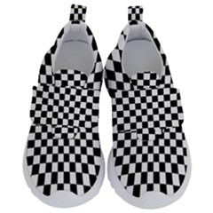 Illusion Checkerboard Black And White Pattern Kids  Velcro No Lace Shoes