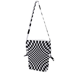 Illusion Checkerboard Black And White Pattern Folding Shoulder Bag