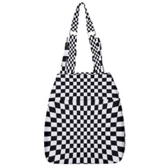 Illusion Checkerboard Black And White Pattern Center Zip Backpack