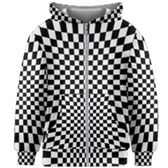 Illusion Checkerboard Black And White Pattern Kids  Zipper Hoodie Without Drawstring